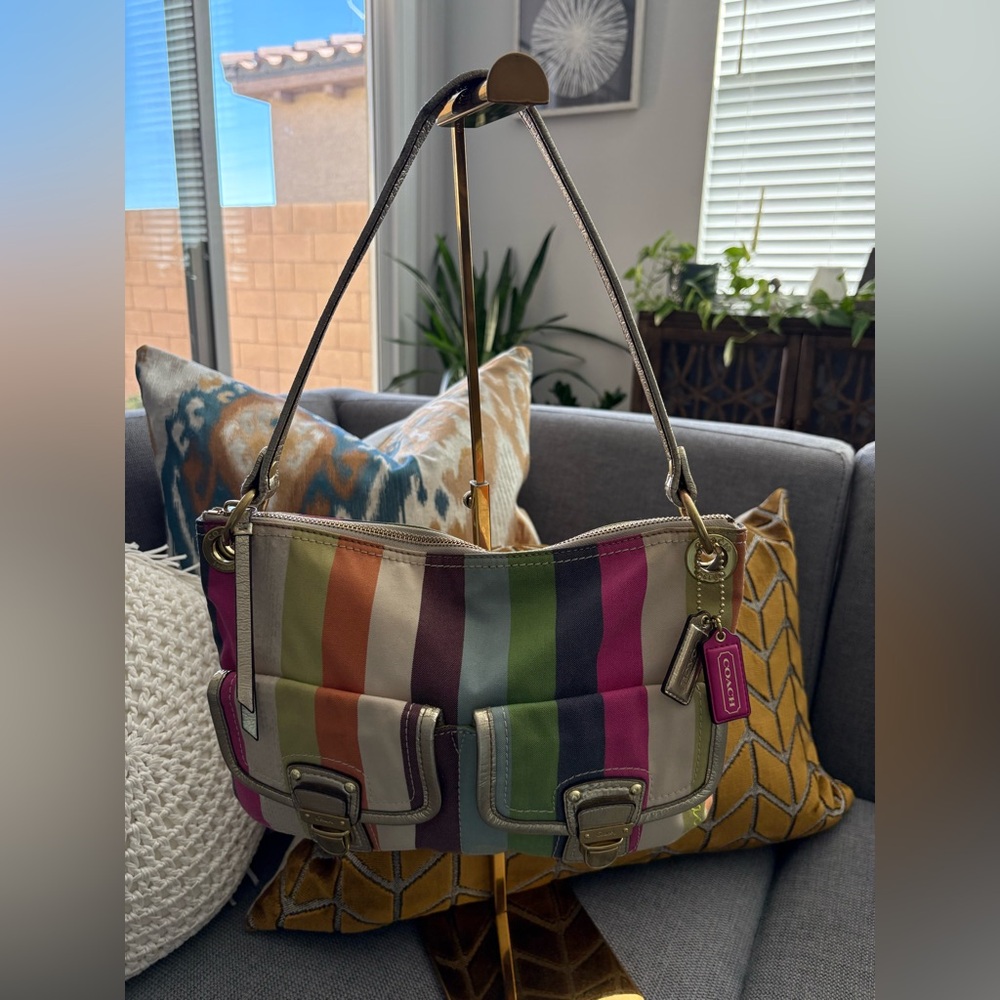 Coach Poppy Legacy 2011 striped and sequined hippie bag.